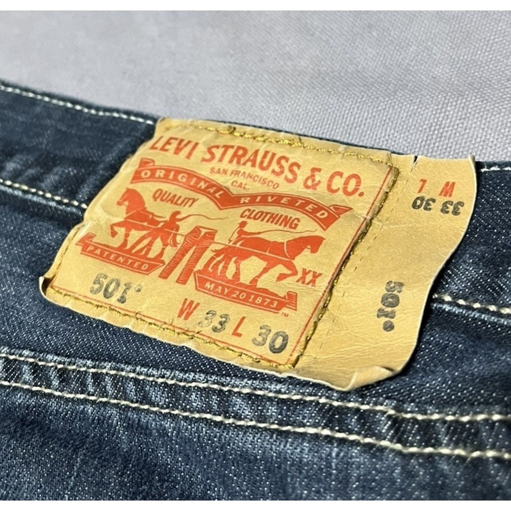Levi's 501 Straight Blue Denim Jeans Button Fly Medium Wash 5-Pocket Men's